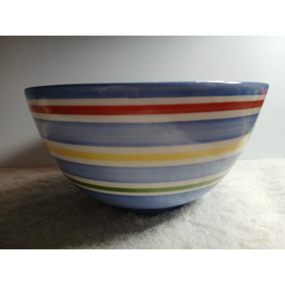 Lands' End Vintage Multi Colored Striped Summer Medium Bowl 9 inches in Diameter